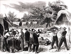 Bærer de sårede efter slaget ved Antietam i 1862
